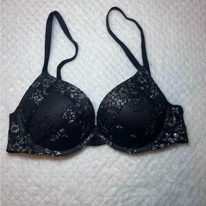 Victoria's Secret Black and Silver Lace Bra